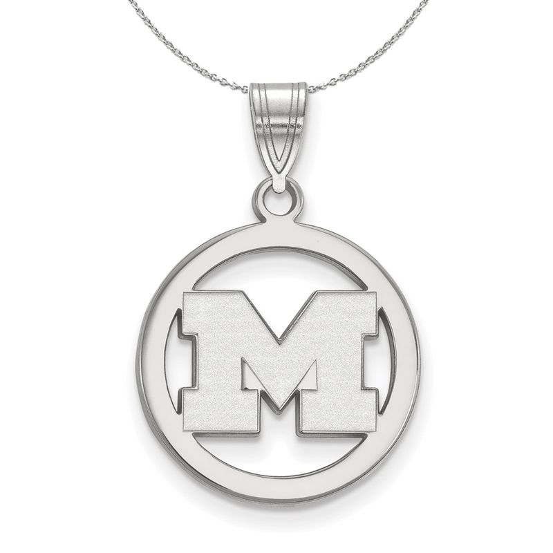 Sterling Silver U. Of Michigan Small Initial M Circle Necklace, 16 In